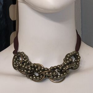Vintage bead, hoops & silk tie necklace
